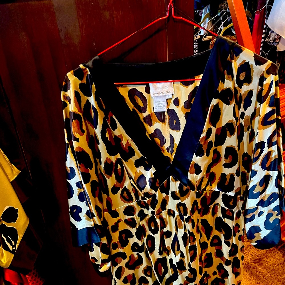 Silky animal print kimono style dress